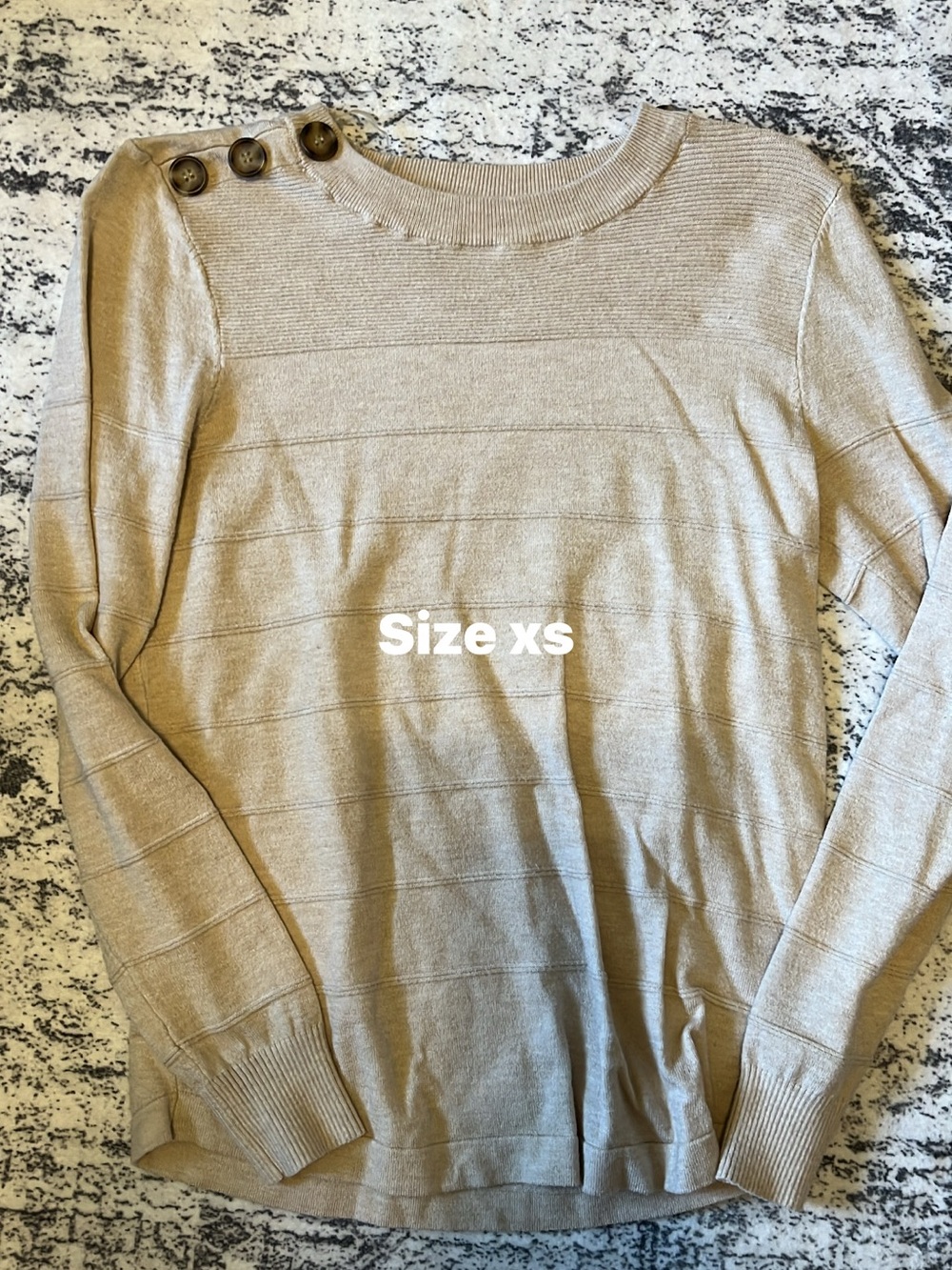 Pulse Beige/Tan Button-Shoulder Knit Sweater